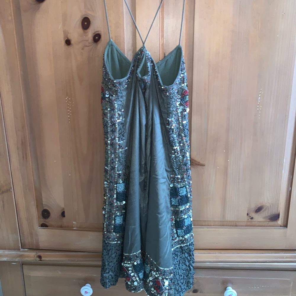 Detailed beaded mini dress